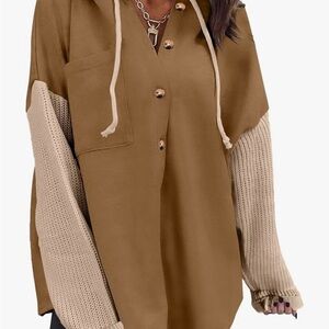 SHEIN Brown and Cream Women's Sweater